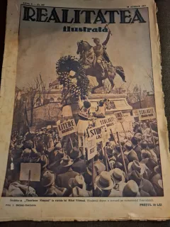 Revista Realitatea Ilustrata Anul V Nr.222 30 Aprilie 1931 - pe coperta Societatea Tinerimea Romana la statuia lui Mihai Viteazul (Studentii depun o coroana pe monumentul Voevodului)