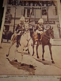 Revista Realitatea Ilustrata Anul V Nr.225 21 Mai 1931 - pe coperta Regele Carol II si Principele Nicolae,in drum spre locul defilarii,in ziua de 10 Mai (Foto Iosif Berman)