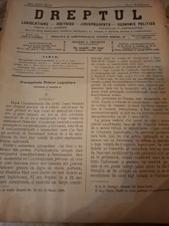 Dreptul, Revista de legislatiune, doctrina, jurisprudenta, economie politica,Anul XXXIV Nr.22 Martie 1905 - C.G.Dissescu, V.Athanasovici, Paul Negulescu, Al.Cerban, George G.Danielopolu