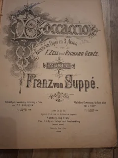 Von Suppe Franz Boccaccio Opera Piano (partitura pentru pian) - F. Zell și Richard Genée