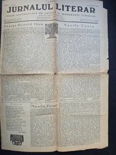 Ziarul Jurnalul Literar No. 34/Anul I - Director G. Călinescu