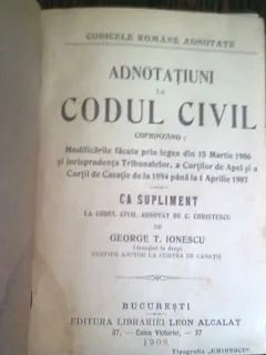 ADNOTATIUNI LA CODUL CIVIL - GEORGE T. IONESCU