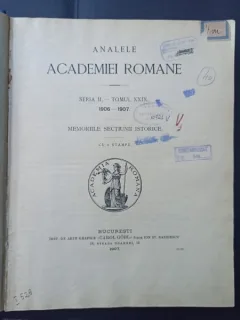 Analele Academiei Romane - Memoriile Sectiunii Istorice 1906-1907