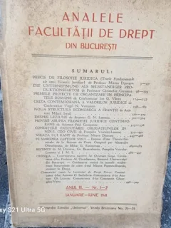 Analele Facultatii de Drept din Bucuresti - Anul III Nr. 1-2 Ianuarie -Iunie 1941