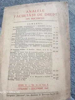 Analele Facultatii de Drept din Bucuresti - Anul V Nr. 1-4 Vol. I 1943