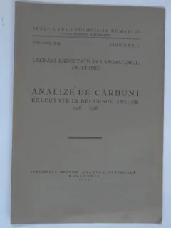 ANALIZE DE CARBUNI EXECUTATE IN DECURSUL ANILOR 1926-1928