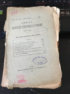 Arhiva - Organul Societatei Stiintifice si Literare Anul II April-Iunie 1891 Nr. 10-11-12