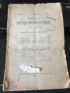 Arhiva - Organul Societatei Stiintifice si Literare Anul II Ianuarie 1891 No. 7