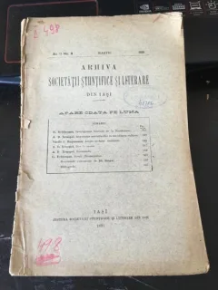 Arhiva - Organul Societatei Stiintifice si Literare Anul II Martie 1891 No. 9