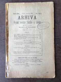 Arhiva - Organul Societatei Stiintifice si Literare Anul XIII Iulie-August 1902 No. 7-8