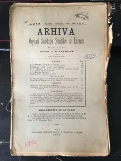 Arhiva - Organul Societatei Stiintifice si Literare Anul XIV Martie-Aprilie 1903 No. 3 si 4