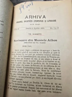 Arhiva Organul Societatii Stiintifice si Literare, 8 numere 1899, de la nr.1 la nr.10