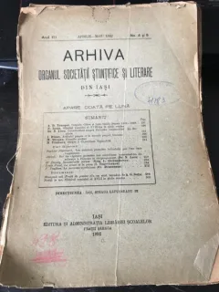 Arhiva Organul Societatii Stiintifice si Literare Anul III Aprilie-Maiu 1892 Nr. 4 si 5