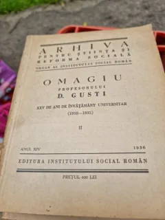 Arhiva pentru stiinta si reforma sociala 1936. Omagiu profesorului D. Gusti   vol.II