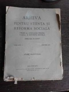 ARHIVA PENTRU STIINTA SI REFORMA SOCIALA NR.4/1921
