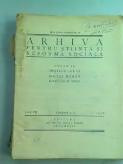 Arhiva pentru stiinta si reforma sociala numerele 3-4/1928 - D. Gusti