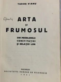 Arta si frumosul - Tudor Vianu - din biblioteca lui Geo Dumitrescu