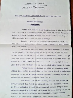 Articol dactilografiat publicat in ziarul Dreptul nr.72 si &4 din 1901 de Grigore Vulturescu