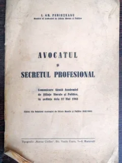 Avocatul si secretul profesional - I.Gh. Perieteanu