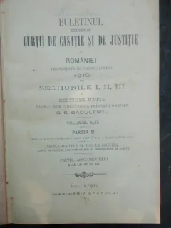 BULETINUL DECIZIUNILOR CURTII DE CASTIE SI JUSTITIE 1910