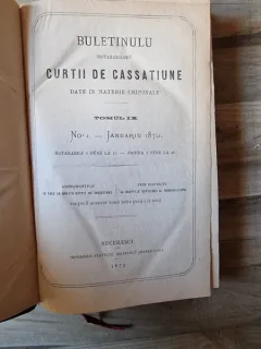 Buletinul Hotararilor Curtii de Casatie date in Materie Criminala, tomul IX, 1870