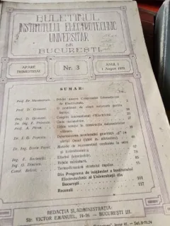 Buletinul Institutului Electrotehnic Universitar din Bucuresti nr.3/1932