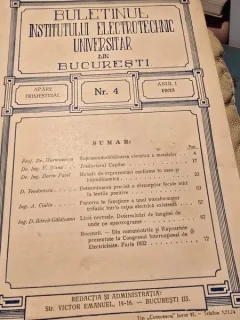Buletinul Institutului Electrotehnic Universitar din Bucuresti nr.4/1933