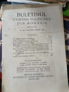 Buletinul Societatii Politecnice din Romania Anul IX Nr. 1-3 Ianuarie-Martie 1946