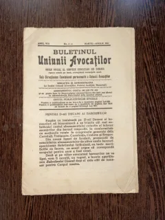 Buletinul Uniunii Avocatilor Anul VIII Nr. 3-4 1931