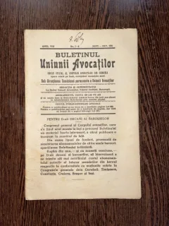 Buletinul Uniunii Avocatilor Anul VIII Nr. 7-8 1931