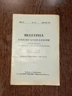Buletinul Uniunii Avocatilor Anul XIV Nr. 7-8 Sept- Oct. 1937