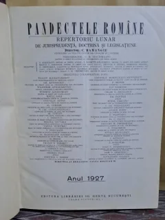 C. Hamangiu - Pandectele Romane: Jurisprudenta, Doctrina si Legislatie 1927