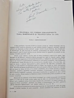 Calatoria lui Pierre Lescalopier in Tara Romaneasca si Transilvania la 1574 - Paul I. Cernovodeanu  cu dedicatie