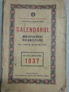 Calendarul Arhiepiscopiei Bucurestilor cu date statistice, 1937