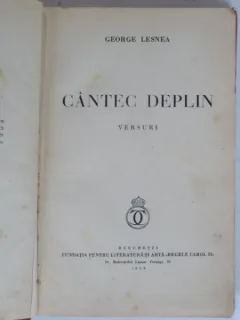 Cantec Deplin , George Lesnea , 1934 (cu dedicatie)