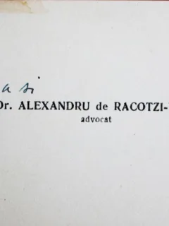 CARTE DE VIZITA A AVOCATULUI ALEXANDRU DE RACOTZI-FILIP