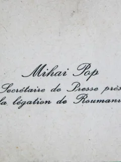 CARTE DE VIZITA  MIHAI POP, SECRETAR DE PRESA PENTRU LEGATIA ROMANA