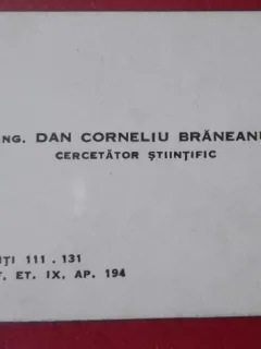 Carte de vizita, Dan Corneliu Braneanu, cercetator stiintific, 1930-2017