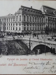 Carte popstala, Bucuresti, Palatul de Justitie si Cheiul Dambovitei, 1928