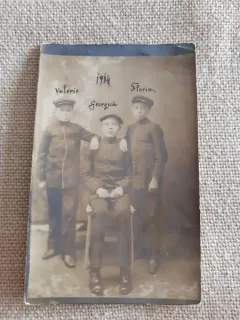 CARTE POSTALA 1914, 3 ELEVI, CIRCULATA