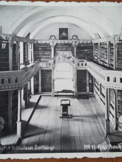 Carte postala, alba Iulia, interiorul bibliotecii Batthanyi, perioada interbelica