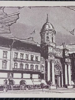 Carte Postala, Arad, Biserica Minoritilor, desen perioada interbelica