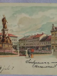 Carte postala, Arad, statuia Libertatii, 1899