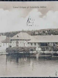 Carte Postala, Baia Ocna, Lacul Crisan si Cofetaria bailor, 1938