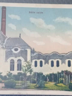Carte postala, Baia Ocna Sibiului, Baile calde, 1935