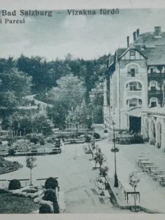 Carte postala, Baia Ocna Sibiului, Hotelul Statului si parcul, perioada interbelica