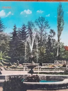 Carte postala Baile Buzias, parcul, 1912