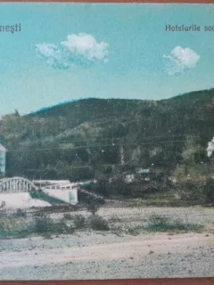 Carte postala, Baile Calimanesti, Hotelurile societatii si Jeantea, 1922