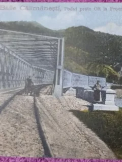 Carte Postala, Baile Calimanesti, Podul peste Olt la Proeni, perioada interbelica