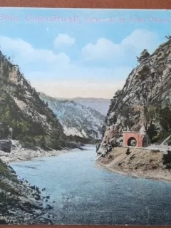 Carte postala, Baile Calimanesti, vedere de pe Valea Oltului, perioada interbelica